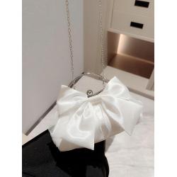 New Elegant women party clutch bags dinner dress champagne handbag evening wedding silk satin bowknot handbags for women
