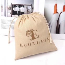 Hot Sale Natural Cotton Canvas Sachet Shopping Bag Custom Logo Printed Cotton Double String Dust Packaging Canvas Pouch