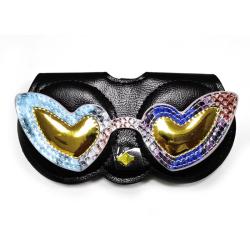 2024 Custom Logo Eye Sun Glasses Pouch Case For Unisex Bag Handbag With Leather Wristlet