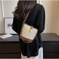 ZWY086 2024 Fashion Women Tote Straw Beach Bag Summer New Casual Daily Bucket Bag Wholesale Hot Sale Woven Crossbody Bag