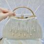 New design ladies dress bag satin wedding bags women's bag custom evening clutch handbag rhinestone tassels handbags