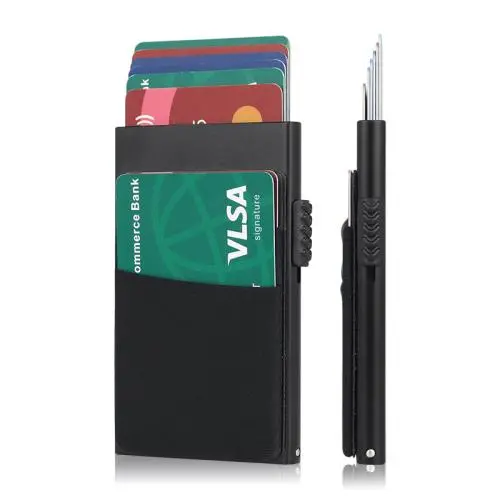 Factory Auto Pop Up Card Holder Wallet Metal Credit Card Holder Aluminum Cover Pop Up Wallet