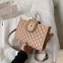Diamond Lattice Thread Bag 2021 Spring New Fashion Messenger Bag Small Square Zipper Chain Bag with Lock