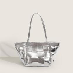 New arrival weave silver leather tote bags women handbags ladies sling shoulder crossbody bag ladies fashion hobos