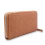 Weaved wallet with logo emboss genuine leather weaved long wallet with men