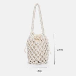 low price drop shipping Hot Selling Hollow-out Straw Bag Large Capacity Beach Bag Leisure Woven Bucket Bag For Women