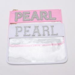 Keymy Stock 17 Colors Transparent Pvc Cosmetic Bags With Zipper Personalized Flat Makeup Bag Clear Nylon Pouch