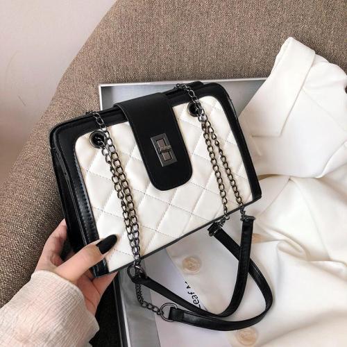 Hot Selling Pu Leather Bags for Women 2024 New Trendy Chain Fashion Shoulder Bag with Simple Embroidered Thread Crossbody Bag