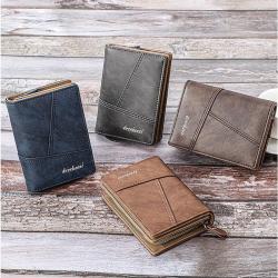 ZWY275 Wholesale Vintage Men PU Short Wallet Daily Practical New Multi Card Slot Bifold Money Clip Lightweight Zipper Card Case