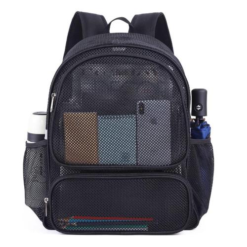 Gelory Wholesale Heavy Duty Semi-Transparent Mesh Sports Backpack Custom See Through College Student Backpack with Reflective Stripes