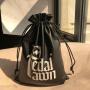 15x20cm  Black PU Leather Packaging Bags Leather Drawstring Pouch with Custom Logo