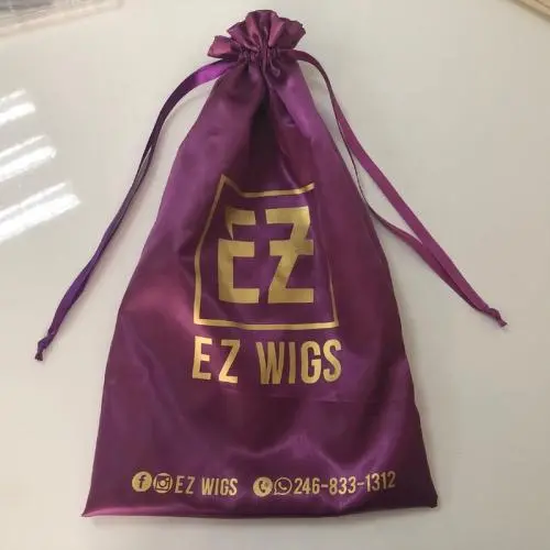 Customized Hair Packaging Silk Satin Wig Bag