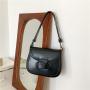 Custom Hard Single Shoulder Handbag Canvas Joining PU Leather Wristlets Hand Bag Ladies Crossbody Bag Fashion Women's Saddle Bag