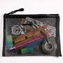 Gelory Durable Black Mesh Bags Makeup Bags Cosmetic Travel Organizer Storage Bags Mesh Zipper Pouch Pencil Case