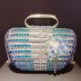 High quality handmade contrasting colors floral decoration rhinestone clutch bag crystal golden evening bags