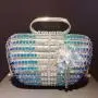 High quality handmade contrasting colors floral decoration rhinestone clutch bag crystal golden evening bags