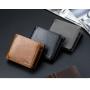 ZR606 Men Short Coin Wallet ID Card Holder PU Wallet Retro Square Buckle Grid Card Slot Casual Business Father's Day Purse Gift