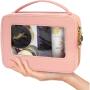 Clear Travel Case Pink Clear Travel Toiletry Makeup Bag with Zipper for Women