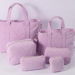 stock M and L  nylon tote bag Corduroy handbag teddy weekend bag can custom printed logo large capacity hand bag for woman