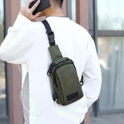 HR770 Hot Sale Men's Chest Bag USB Charge Port Outdoor Mountaineering Nylon Shoulder Crossbody Bag Outside Sport Waterproof Bag