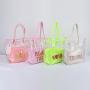 Low MOQ 10 Bright Colors Waterproof Beach Tote Large Clear PVC Handbag Women PVC Tote Bags Transparent Bag