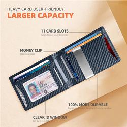 RFID Minimalist Wallet Leather Slim Wallets Card Holder with Money Clip for Men