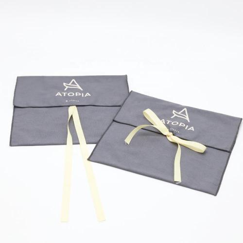 Flexography Custom Logo Printed Canvas Envelope Gift Packaging Bag Luxury Cotton Muslin Dust Envelope Pouch For Shoe Handbag