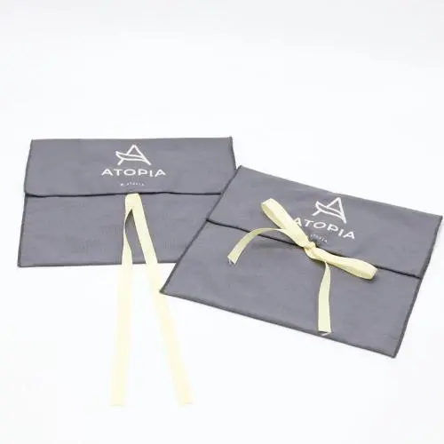 Flexography Custom Logo Printed Canvas Envelope Gift Packaging Bag Luxury Cotton Muslin Dust Envelope Pouch For Shoe Handbag