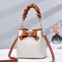 2023 New Bow Fold Thread Open Button Handbag For Women Retro Bucket Bag Sacs A Main Chic Pour Femme Bags Woman Ladies