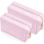 Gelory Minimalism Makeup Pouch Travel Toiletry Bag Daily Use PU Leather Cosmetic Bag for Women