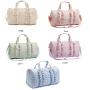 Keymay RTS Custom Logo Cute Gingham Ruffle Overnight Duffle Bag Women Weekender Organizer Travel Bags Duffle Travel Bag