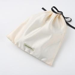 Custom Woven Label Sewning Logo Printed Hair Drawstring Satin Pouch Silk Dust Bag Satin Gift Bags