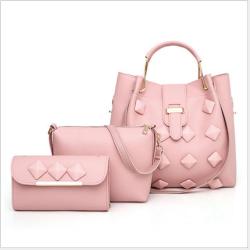 clear leather shoulder make up bag set lady various color button handbag
