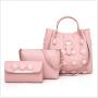 clear leather shoulder make up bag set lady various color button handbag