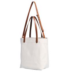 Adjustable straps inner pockets medium transport canvas tote bag leather handle