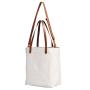 Adjustable straps inner pockets medium transport canvas tote bag leather handle