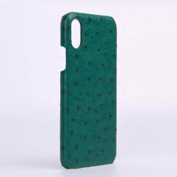 OEM ODM Custom embossed ostrich pattern cowhide leather smart mobile cell phone case for iPhone 12 13 14 15 pro  max plus