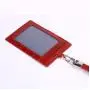 OEM ODM Custom LOGO Real Embossed Cowhide Leather Employee Name Badge ID Card Holder With Lanyard