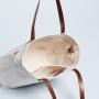 Adjustable straps inner pockets medium transport canvas tote bag leather handle