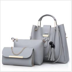 womens travel tactical shoulder handbag set Casual Tassel Metal Handle Composite Messenger Purse bag