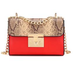 Guangzhou factory Fashion snake skin fabric women Bag leather chian Crossbody Bag