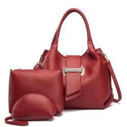 designer travel shoulder handbag set for women pure color fashion three piece European and American style bag wholesale