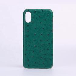 OEM ODM Custom embossed ostrich pattern cowhide leather smart mobile cell phone case for iPhone 12 13 14 15 pro  max plus