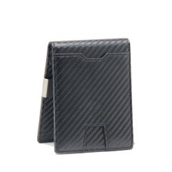 Slim carbon fiber wallet with money clip PU leather RFID blocking