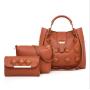 clear leather shoulder make up bag set lady various color button handbag