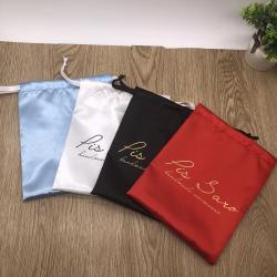 Custom Printed Gold Satin Pouch For Jewelry