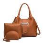 designer travel shoulder handbag set for women pure color fashion three piece European and American style bag wholesale