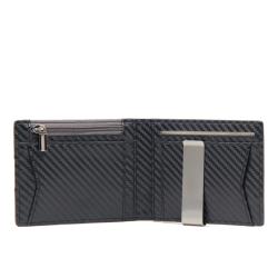 Slim carbon fiber wallet with money clip PU leather RFID blocking