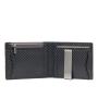 Slim carbon fiber wallet with money clip PU leather RFID blocking