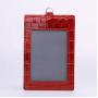 OEM ODM Custom LOGO Real Embossed Cowhide Leather Employee Name Badge ID Card Holder With Lanyard